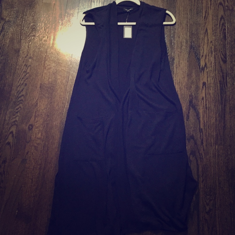 Long navy vest